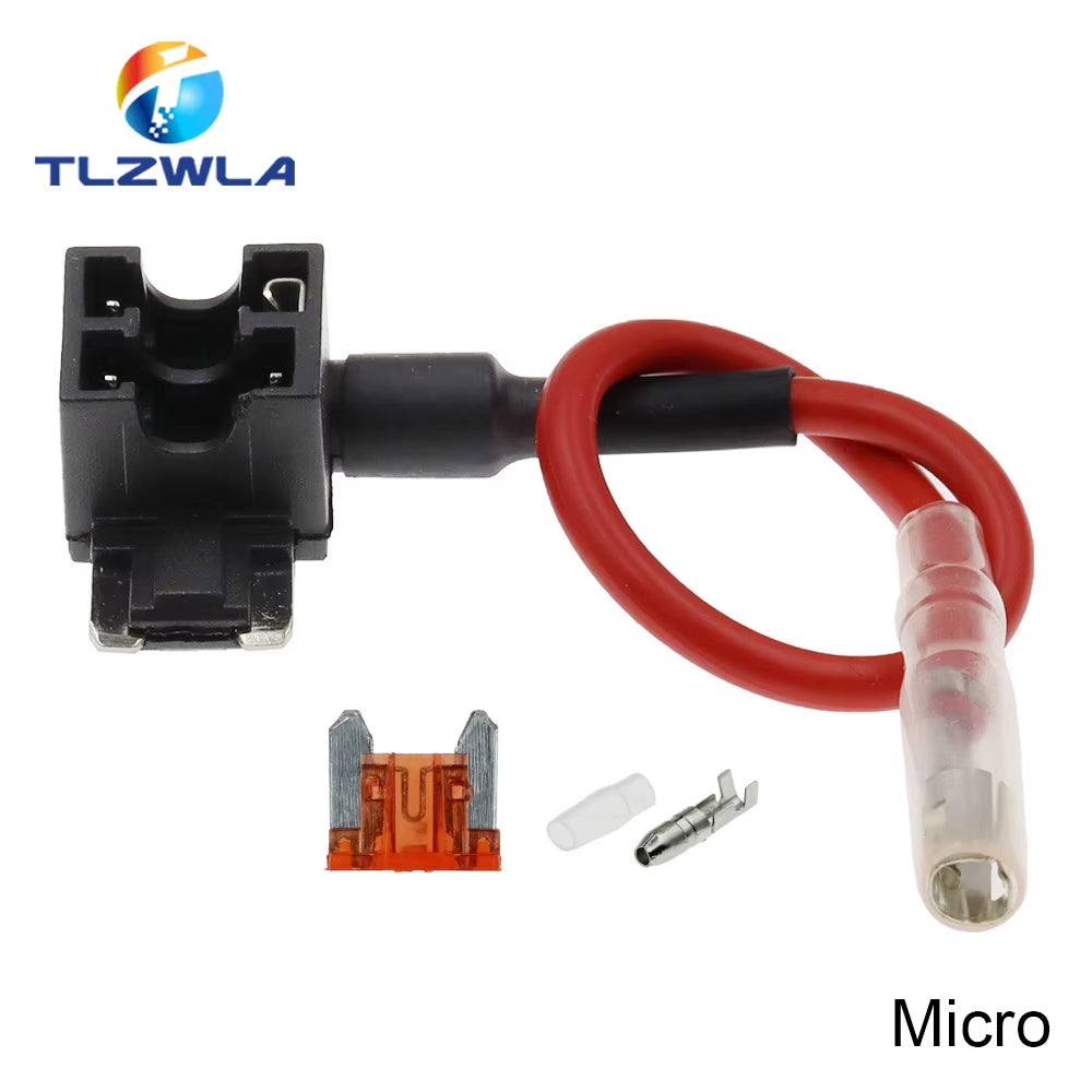 12V MINI SMALL MEDIUM Size Car Fuse Holder Add-A-Circuit TAP Adapter with 10A Micro Mini Standard ATM Blade Fuse