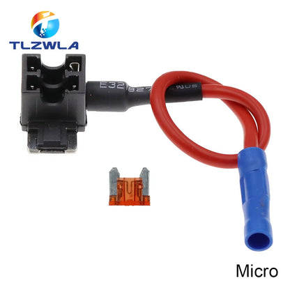 12V MINI SMALL MEDIUM Size Car Fuse Holder Add-A-Circuit TAP Adapter with 10A Micro Mini Standard ATM Blade Fuse