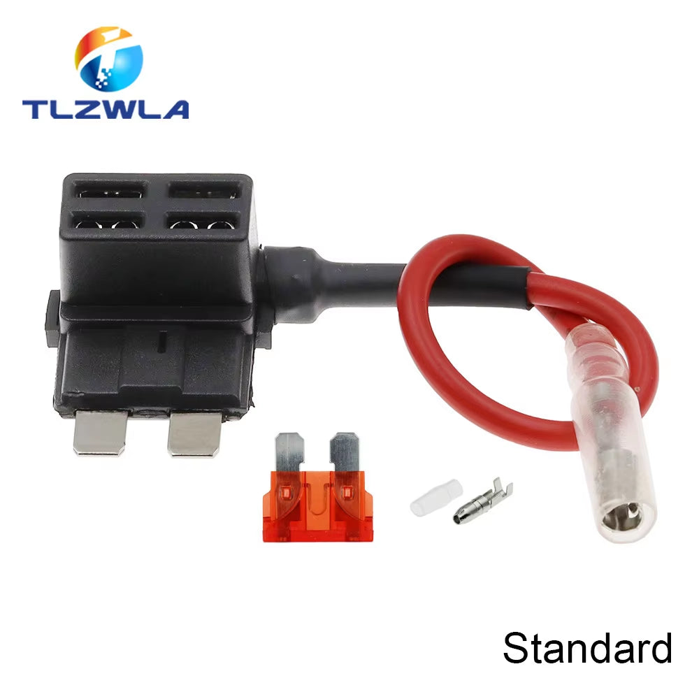 12V MINI SMALL MEDIUM Size Car Fuse Holder Add-A-Circuit TAP Adapter with 10A Micro Mini Standard ATM Blade Fuse