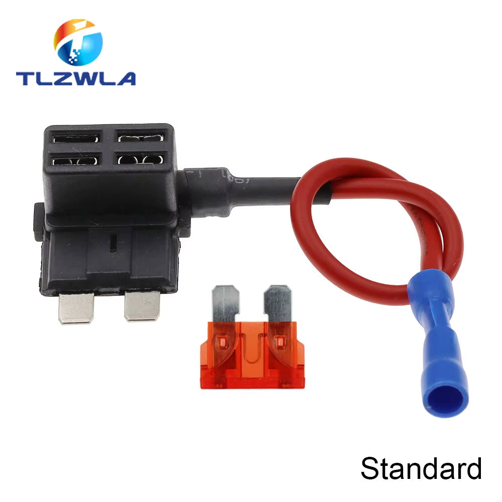 12V MINI SMALL MEDIUM Size Car Fuse Holder Add-A-Circuit TAP Adapter with 10A Micro Mini Standard ATM Blade Fuse