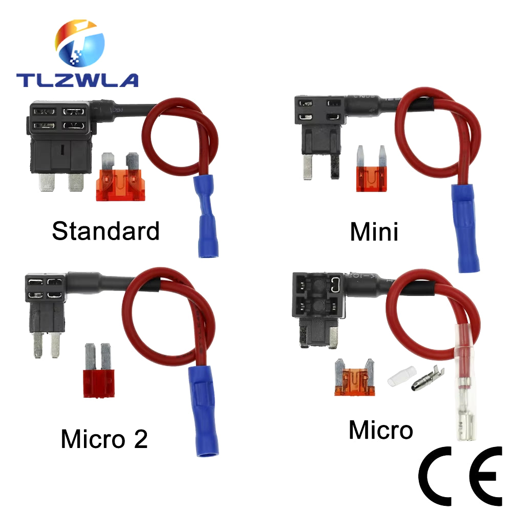 12V MINI SMALL MEDIUM Size Car Fuse Holder Add-A-Circuit TAP Adapter with 10A Micro Mini Standard ATM Blade Fuse