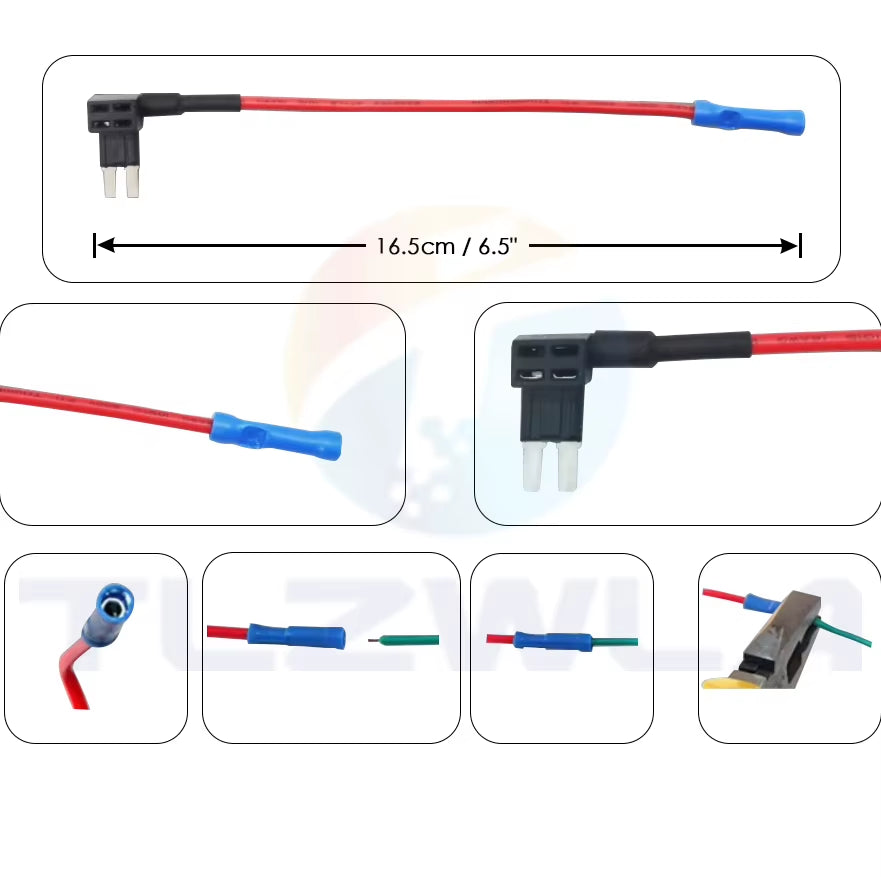 12V MINI SMALL MEDIUM Size Car Fuse Holder Add-A-Circuit TAP Adapter with 10A Micro Mini Standard ATM Blade Fuse